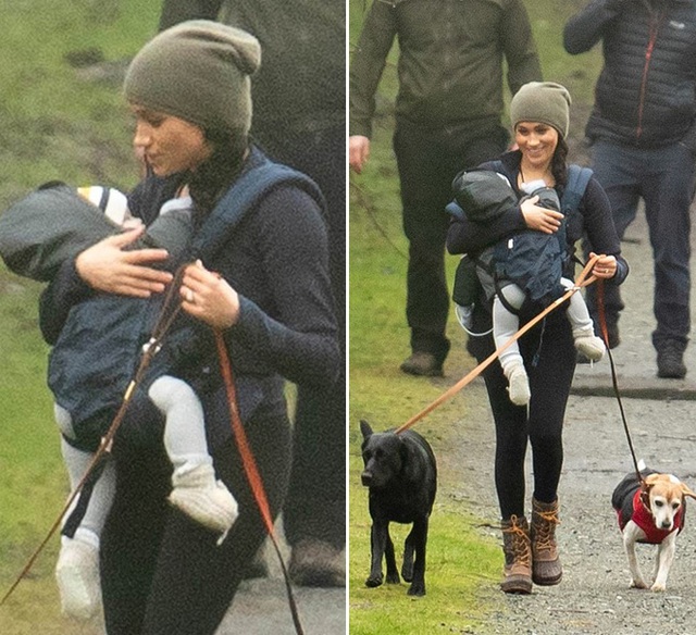 Meghan Markle tươi cười địu con, dắt chó đi dạo giữa những thị phi bao vây hoàng gia Anh - Ảnh 2.