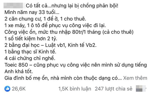 Câu chuyện ly hôn thu hút 27 nghìn like của một phụ nữ thành đạt nhưng quan điểm tiền bạc của cô vẫn gây tranh cãi - Ảnh 1.