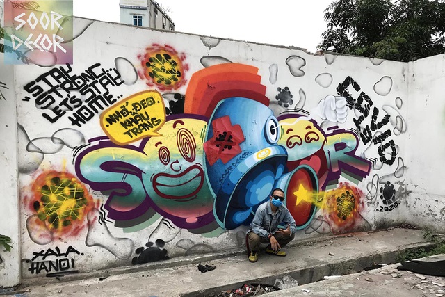 Chùm tác phẩm nghệ thuật Graffiti độc đáo với chủ đề Chung tay đánh bay COVID-19 - Ảnh 9.