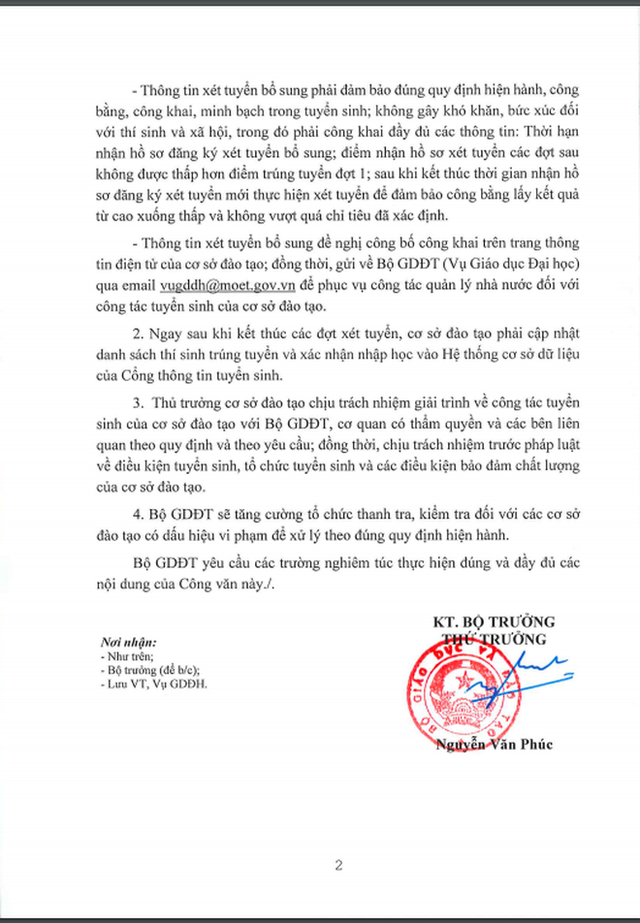 Bộ GD-ĐT chỉ đạo khẩn về vụ việc “lật kèo” tuyển sinh ở Đại học Thăng Long - Ảnh 2.