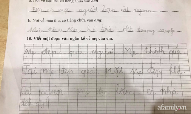 Con trai học lớp 1 viết đoạn văn ngắn tả mẹ mà ai nấy cười sặc sụa - Ảnh 1.