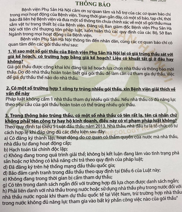 Bệnh viện Phụ sản Hà Nội công khai minh bạch trong công tác đấu thầu - Ảnh 3.