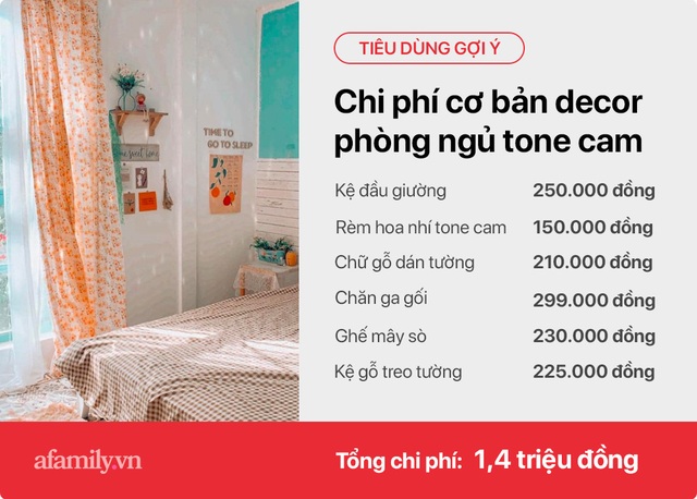 Tư vấn sản phẩm đơn giản giúp gái độc thân tự trang trí phòng ngủ tone cam hoa nhí Hàn Quốc với chi phí tiết kiệm 1,4 triệu đồng - Ảnh 8.