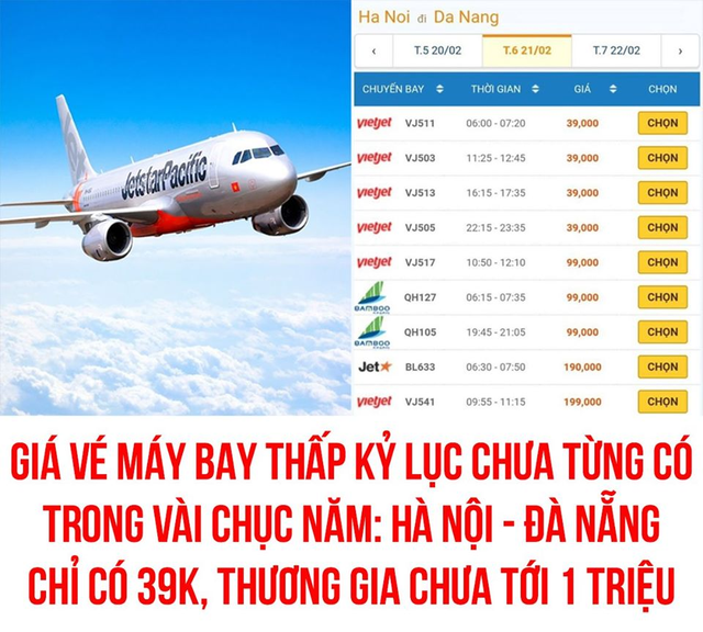Giá vé máy bay thấp kỉ lục chưa từng có trong cả chục năm trở lại đây, Hà Nội - Đà Nẵng chỉ còn 199.000 đồng - Ảnh 3.