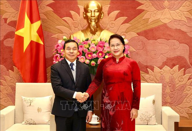  Chủ tịch Quốc hội Nguyễn Thị Kim Ngân tiếp Đại sứ Lào tại Việt Nam  - Ảnh 1.