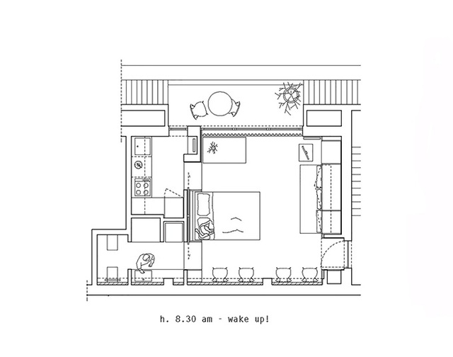 Căn hộ 28 m2 thay đổi diện mạo 2 lần mỗi ngày - Ảnh 11.