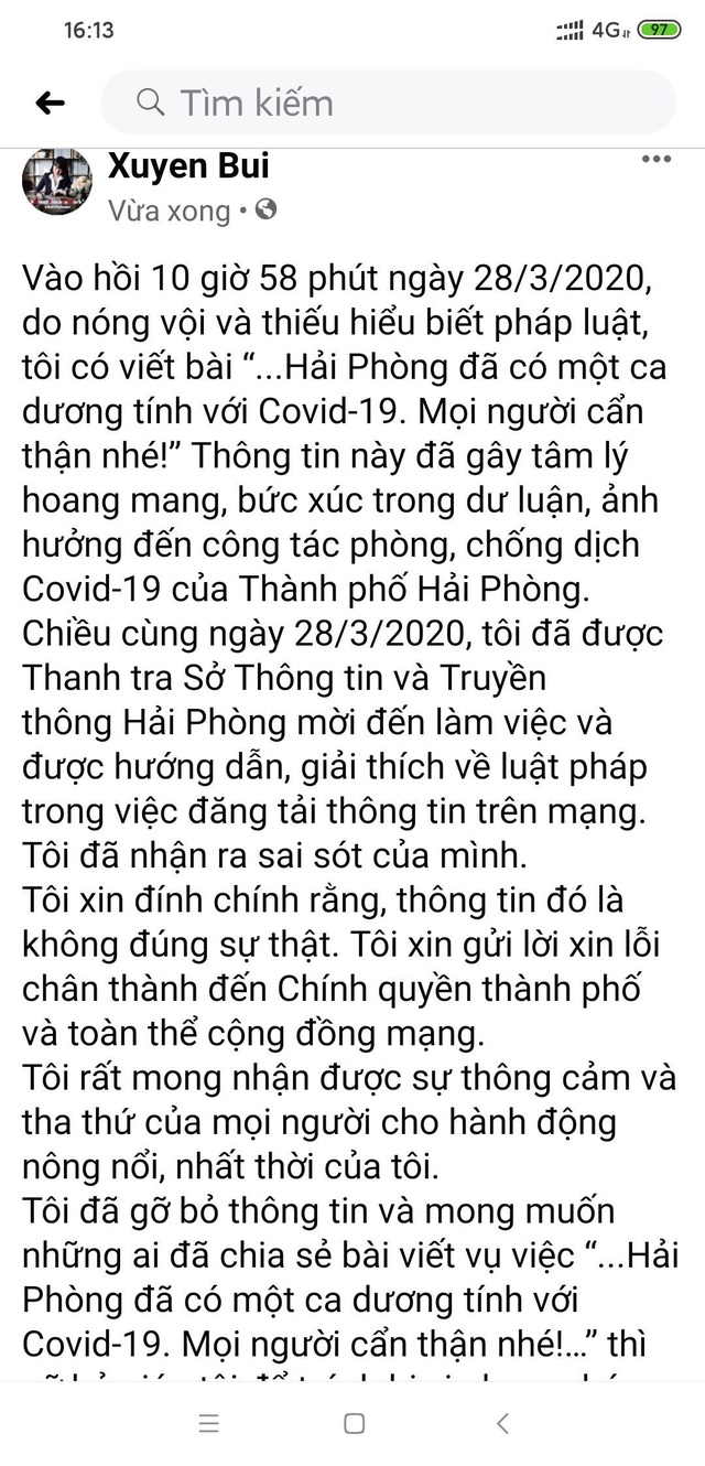 Đăng tin sai sự thật về Hải Phòng có ca dương tính với COVID-19, 1 phụ nữ bị phạt 15 triệu đồng - Ảnh 4.