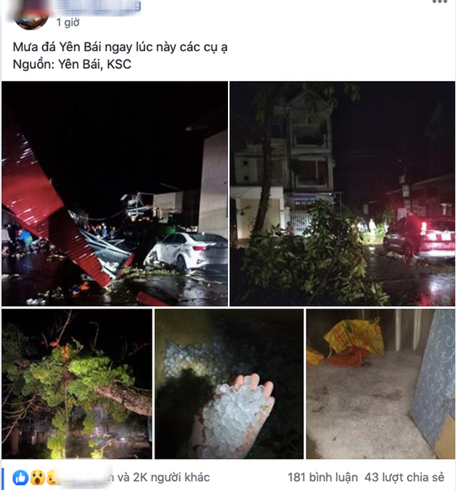 Mưa đá bất ngờ ở Yên Bái, Lào Cai: Hạt mưa to như viên bi, gió quật đổ mái nhà, cây cối đổ rạp xuống đường - Ảnh 1.