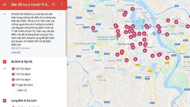Sự thật về bản đồ dịch COVID-19 tại Hà Nội trên mạng internet - Ảnh 2.