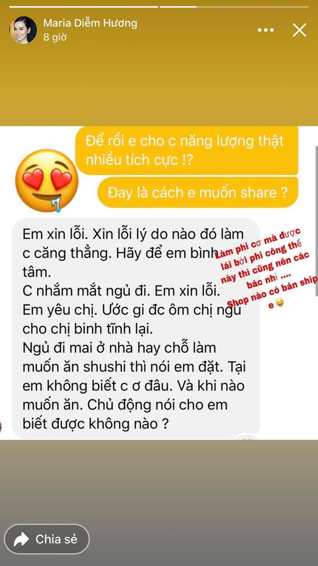 Giữa tin đồn ly hôn chồng thứ 2, Hoa hậu Diễm Hương bất ngờ công khai tin nhắn mùi mẫn với phi công trẻ? - Ảnh 2.