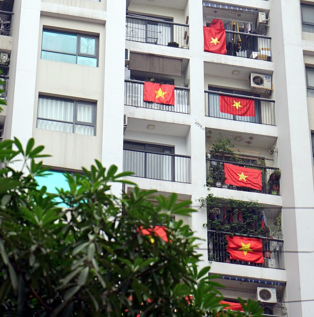 Chung cư ở Hà Nội treo cờ Tổ quốc cổ vũ Việt Nam chiến thắng dịch COVID-19 - Ảnh 9.