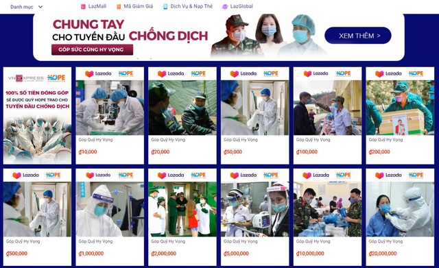 Quyên góp trực tuyến trên nền tảng thương mại điện tử hỗ trợ tuyến đầu chống dịch - Ảnh 2.