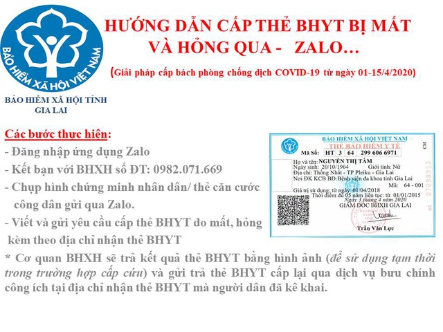 Gia Lai: Cấp thẻ BHYT qua mạng xã hội Zalo trong thời gian cách ly xã hội - Ảnh 1.
