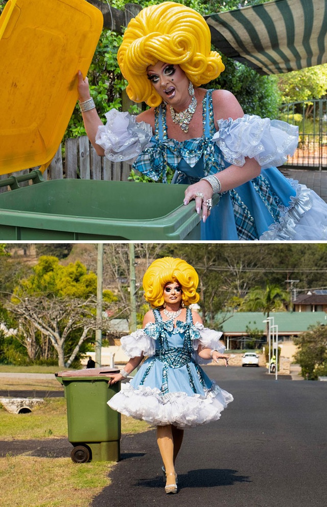 Chết cười cảnh phải ở nhà né dịch, dân Úc tranh thủ mở show diễn thời trang khi ra ngoài đổ rác - Ảnh 6.