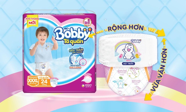 Tã quần Bobby ra mắt cỡ XXXL cho bé lớn đến 35kg - Ảnh 1.