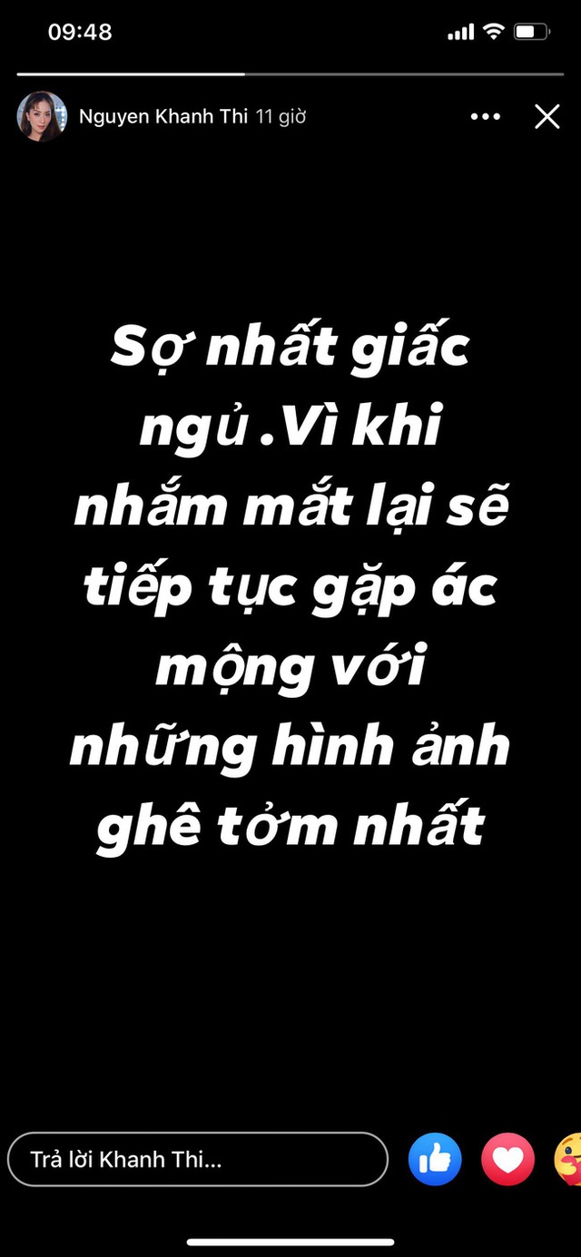 Khánh Thi bất ngờ đăng trạng thái gây hoang mang, tiết lộ gặp ác mộng với những hình ảnh ghê tởm nhất - Ảnh 1.