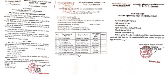 Đại học Sư phạm Hà Nội 2 bảo vệ luận án tiến sĩ bằng chứng chỉ ngoại ngữ không được phép - Ảnh 1.