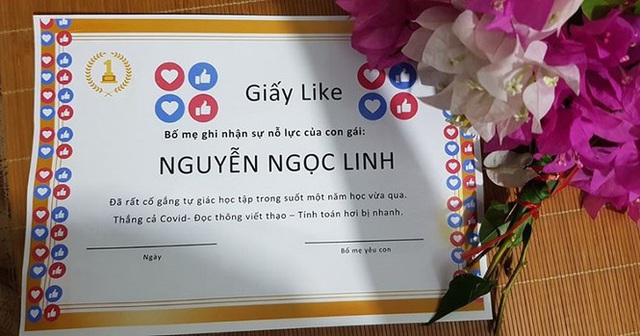 Khích lệ con, phụ huynh tạo ra giấy like thay cho giấy khen, dân mạng xướng danh ông bố của năm - Ảnh 1.