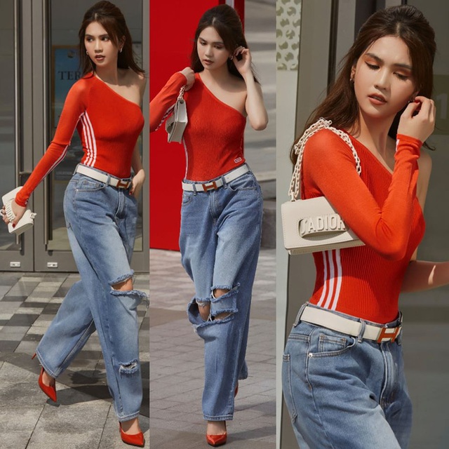 Chán hở trước, Ngọc Trinh lại diện mốt quần jeans hở toang hoác phía sau - Ảnh 8.