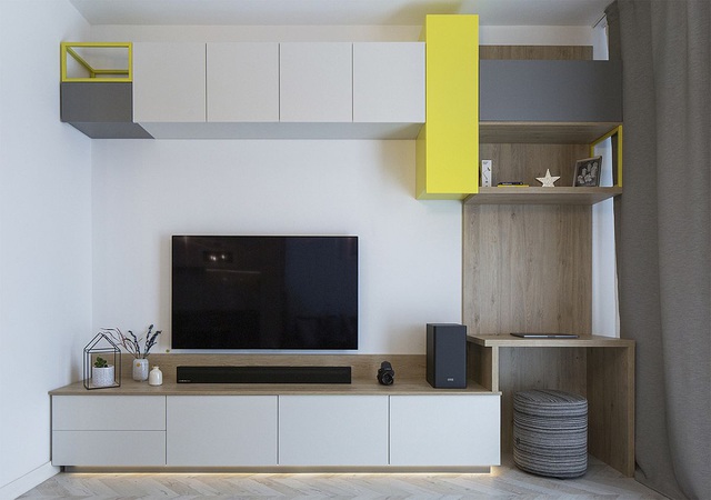 Sự pha trộn màu sắc ấn tượng với 3 gam màu: Xanh dương, vàng và xám trong một căn hộ hiện đại - Ảnh 4.