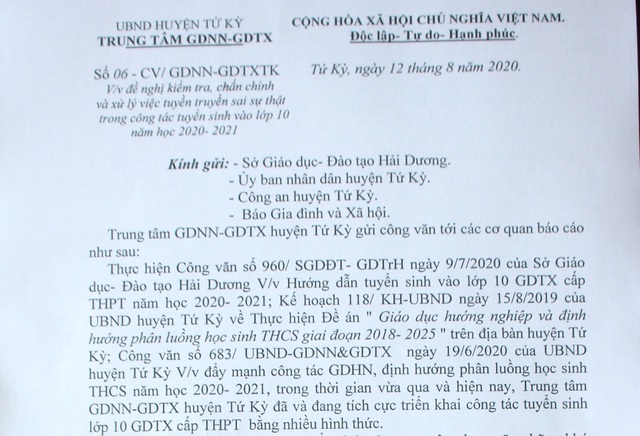 Hải Dương: Sự thật về Trung tâm GDNN - GDTX huyện Tứ Kỳ bị đồn bằng tốt nghiệp THPT không có giá trị? - Ảnh 3.