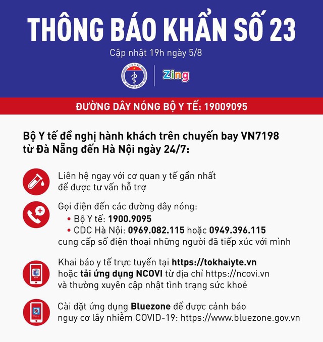 Khẩn cấp tìm người trên chuyến bay VN7198 từ Đà Nẵng về Hà Nội vì có nhiều khách mắc COVID-19 - Ảnh 2.