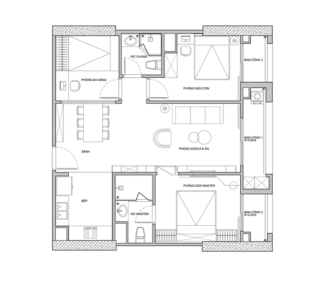 Căn hộ 96m² tối ưu hóa công năng dành cho vợ chồng trẻ lười dọn nhà có chi phí hoàn thiện 400 triệu đồng ở Hà Nội - Ảnh 3.