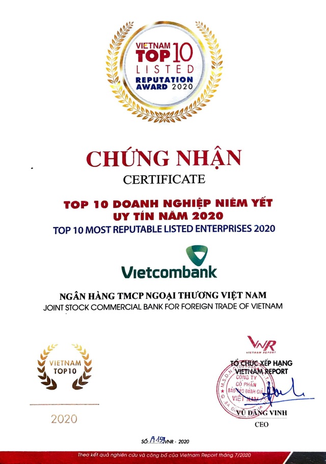 Vietcombank dẫn đầu bảng xếp hạng Top 10 Ngân hàng thương mại Việt Nam uy tín năm 2020 - Ảnh 2.