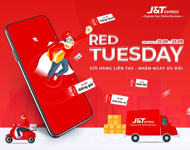 J&T Express: Gửi hàng ngày Red Tuesday nhận ngay ưu đãi khủng - Ảnh 1.