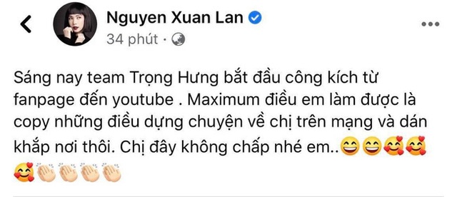 Trọng Hưng than tôi hơi mệt rồi, đừng lôi tôi vào nữa, Xuân Lan đáp trả: Mình không dành nhiều thời gian cho bạn nam đó; thấy buồn và thương vì tư duy hành xử quá kém - Ảnh 3.