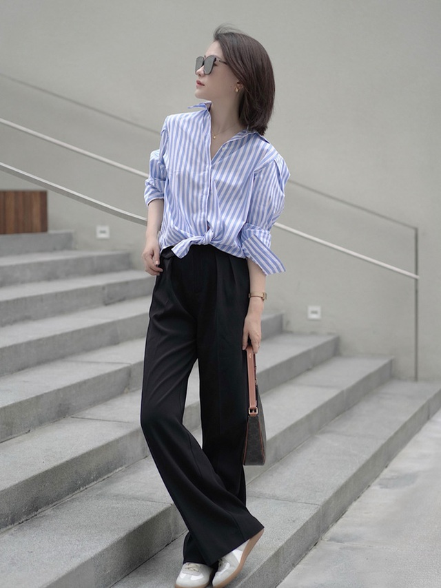 Street style Châu Á đồng loạt tẩy chay quần ôm, chỉ diện thiết kế ống rộng nhưng tạo được cả chục bộ đồ mặc đi làm đẹp hết nấc - Ảnh 4.