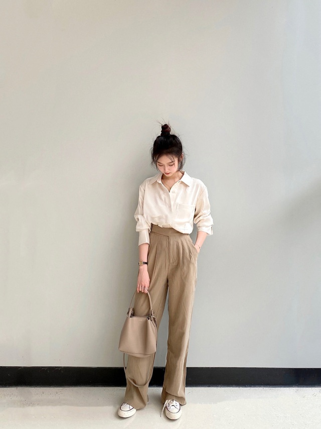 Street style Châu Á đồng loạt tẩy chay quần ôm, chỉ diện thiết kế ống rộng nhưng tạo được cả chục bộ đồ mặc đi làm đẹp hết nấc - Ảnh 10.