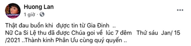 Sao Việt đau xót, viết lời tiễn biệt khi nghe tin Lệ Thu qua đời tại Mỹ vì Covid-19 - Ảnh 2.