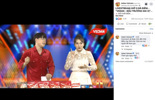 Livestream Vedan – Đấu trường gia vị phủ sóng mạng xã hội, thu hút hơn 10.000 người tham gia trực tuyến - Ảnh 2.