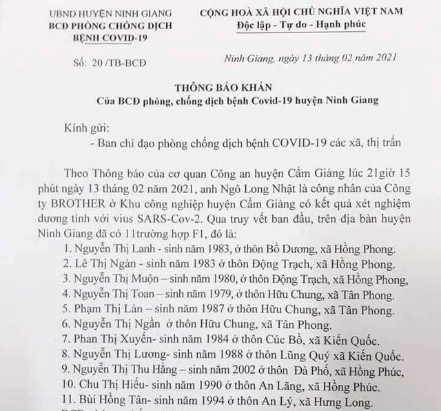 KHẨN: Những ai tiếp xúc với  11 công dân và lái xe ô tô huyện Ninh Giang khẩn trương khai báo y tế - Ảnh 3.