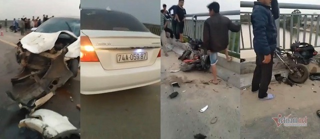 Ô tô đâm loạt xe đạp điện trên cầu, học sinh ở Quảng Trị rơi xuống sông tử vong - Ảnh 1.