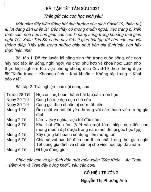 Tết này, học sinh “phát cuồng” vì nhận phiếu “bài tập” đầy yêu thương từ nhà trường - Ảnh 2.