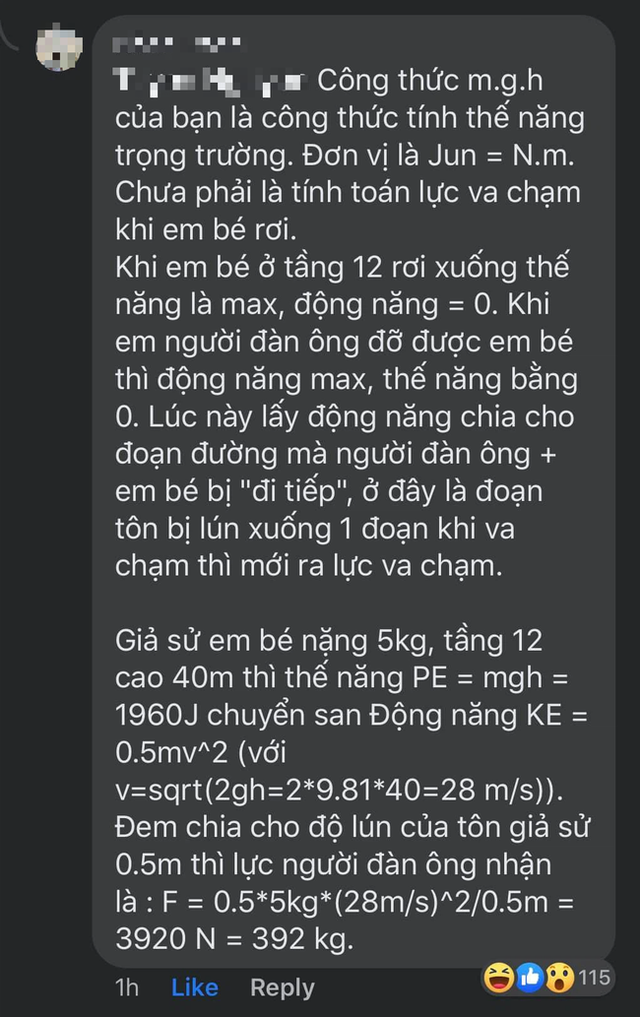 Vụ cứu sống bé gái rơi từ tầng 12: Thầy giáo tính ra sức nặng mà người hùng phải chịu khi đỡ bé, đúng là phép lạ khoa học không giải thích được - Ảnh 5.