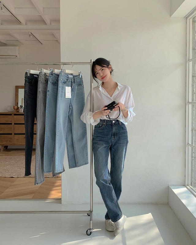 Học nàng blogger Hàn cách diện jeans “đỉnh của chóp”: Vừa hack dáng vừa thanh lịch để đến sở làm - Ảnh 4.