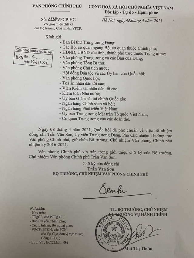 Giới thiệu chữ ký Thủ tướng Phạm Minh Chính, 2 Phó Thủ tướng và Chủ nhiệm VPCP Trần Văn Sơn - Ảnh 5.