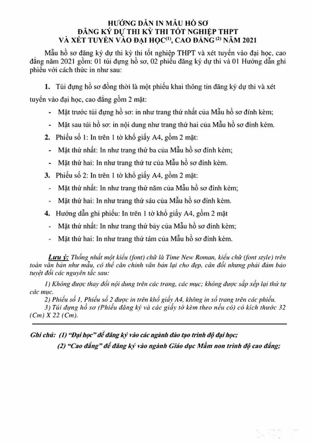 Bộ GD-ĐT công bố mẫu phiếu đăng ký dự thi tốt nghiệp THPT 2021 - Ảnh 4.