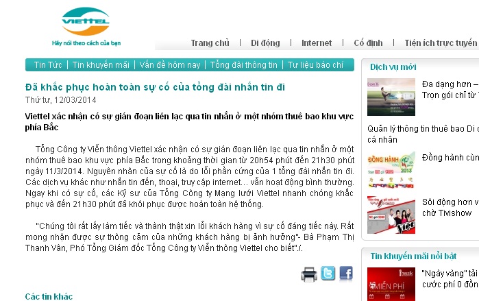 Viettel xin lỗi kh&aacute;ch h&agrave;ng sau sự cố nghẽn mạch tối 11/3 1