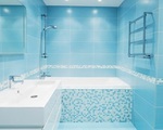 Đưa biển về nhà trong mùa hè nóng bức với phòng tắm màu xanh mát lịm
