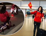 Mỹ T&acirc;m đi d&eacute;p kẹp, đạp xe 4 b&aacute;nh "đi b&atilde;o" ch&uacute;c mừng U23
