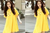 Phối váy suông duyên dáng như sao Việt Phối váy suông duyên dáng như sao Việt
