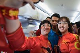 Chuyến bay về nước vui vẻ của thầy trò HLV Park Hang-seo Chuyến bay về nước vui vẻ của thầy trò HLV Park Hang-seo