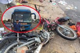 Băng qua đường, 2 vợ chồng đi xe máy bị xe khách tông văng 10m, chết thảm Băng qua đường, 2 vợ chồng đi xe máy bị xe khách tông văng 10m, chết thảm