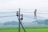 Đu nghịch dây điện khi tắm ao, 2 cháu bé bị giật tử vong Đu nghịch dây điện khi tắm ao, 2 cháu bé bị giật tử vong