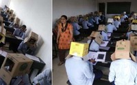Kỳ lạ trường bắt sinh viên đội thùng các tông Kỳ lạ trường bắt sinh viên đội thùng các tông