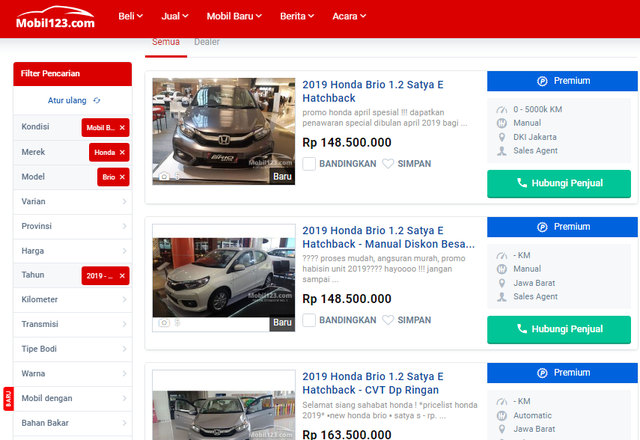  Honda Brio bán ra tại Indonesia 